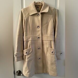 Tulle Cream Button-Up Trench Coat